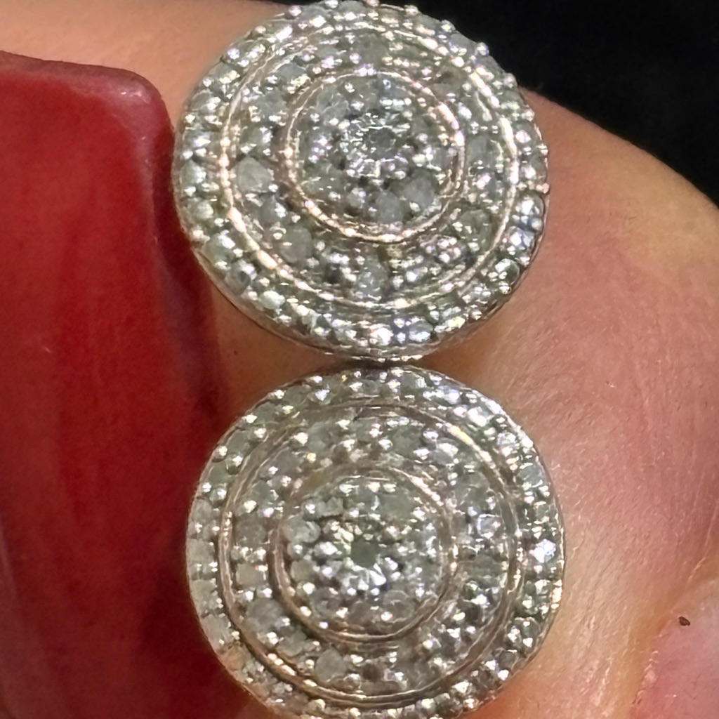 Elegant Silver Rose Gold With Small Diamond Stud Earrings